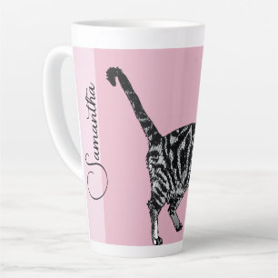 Tasse Latte Chat tigré rose Filles Rose Noms Nurserie