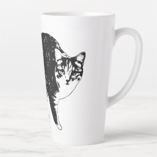 Tasse Latte Chat tigré sous les lumières de fête