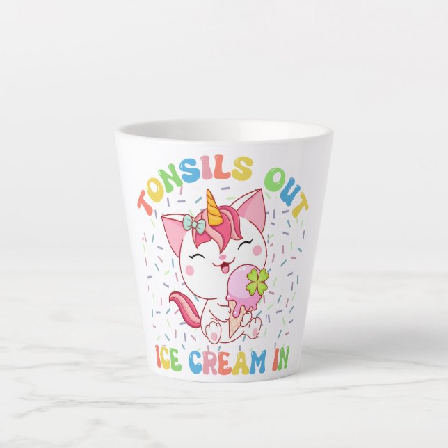 Tasse Latte Chat Unicorne mignonne avec crème glacée | Funny P (Devant)