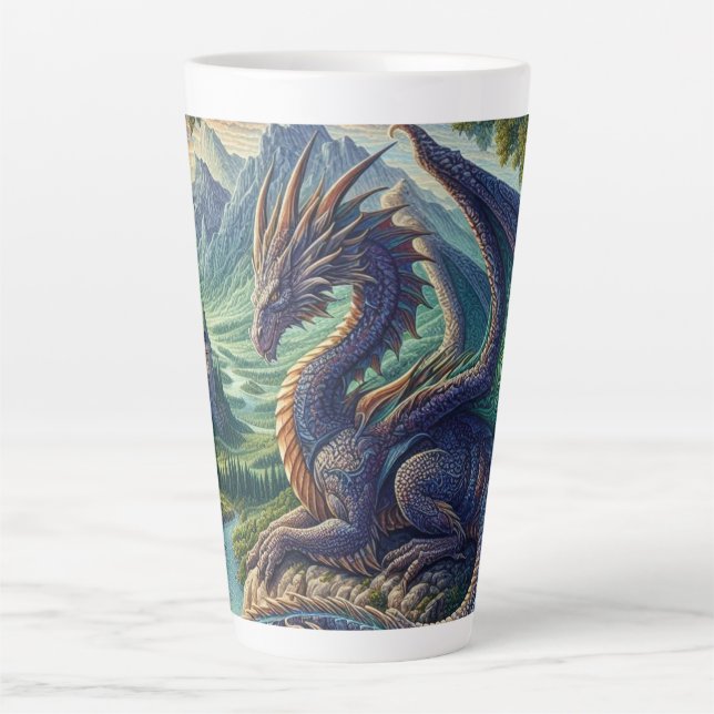 Tasse Latte Château du Dragon médiéval coloré (Devant)