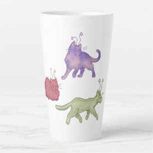 Tasse Latte Chats Aliens Espace Fantaisiste Chat Drôle Sci-Fi