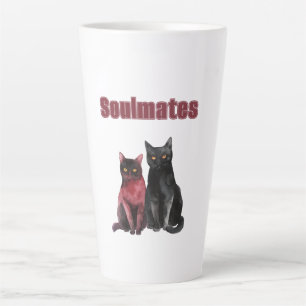 Tasse Latte Chats âmes sœurs rouge noir