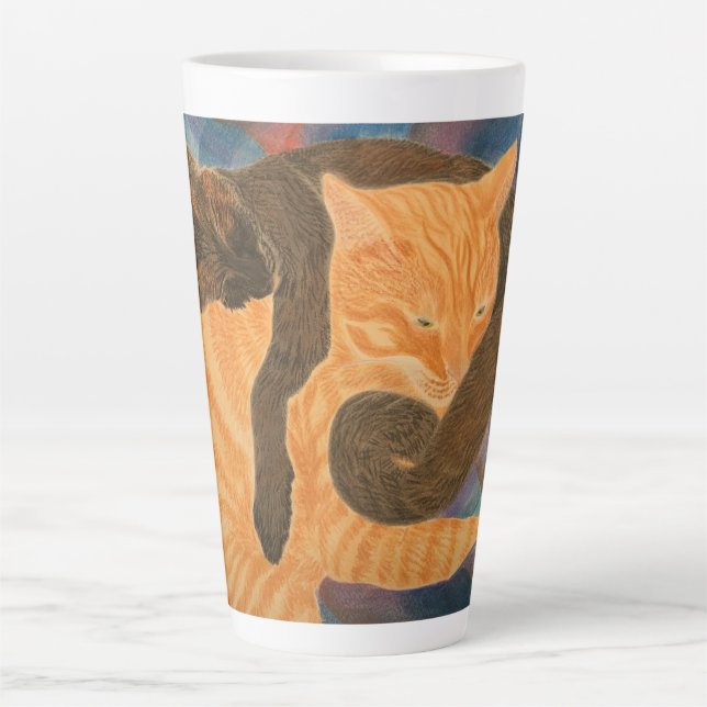 Tasse Latte Chats et Plaid (Devant)