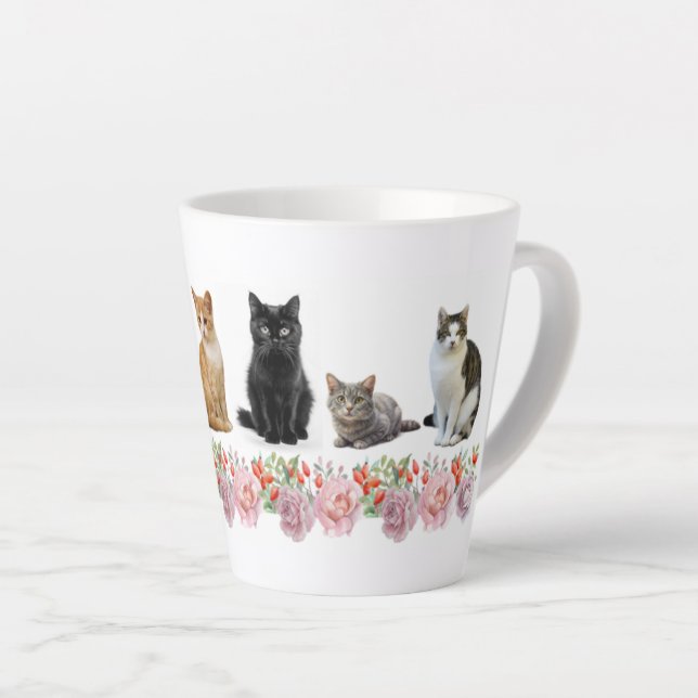 Tasse Latte Chats et Roses (Angle droit)