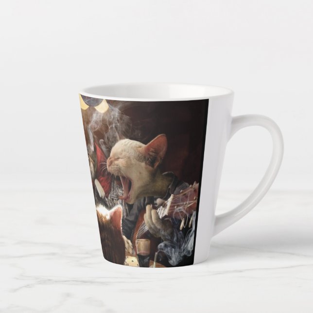 Tasse Latte Chats jouant au poker (Droite)