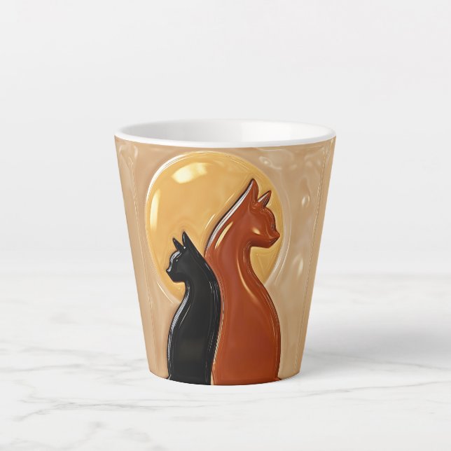 Tasse Latte Chats jumeaux de la Lune dorée  (Devant)