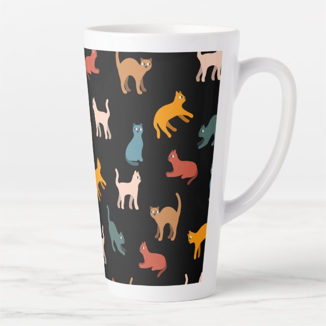 Tasse Latte Chats sur le noir (Droite)