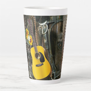 Tasse Latte Chaussures de cowboy du cheval occidental Guitare