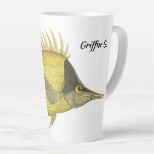 Tasse Latte Chelmon Longirostris Tropical Jaune, Poisson Vinta