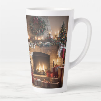 Tasse Latte Cheminée Festive - Arbre de Noël Magique!