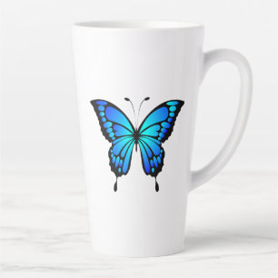 Tasse Latte Chemise C illustration papillon bleu insecte-20284
