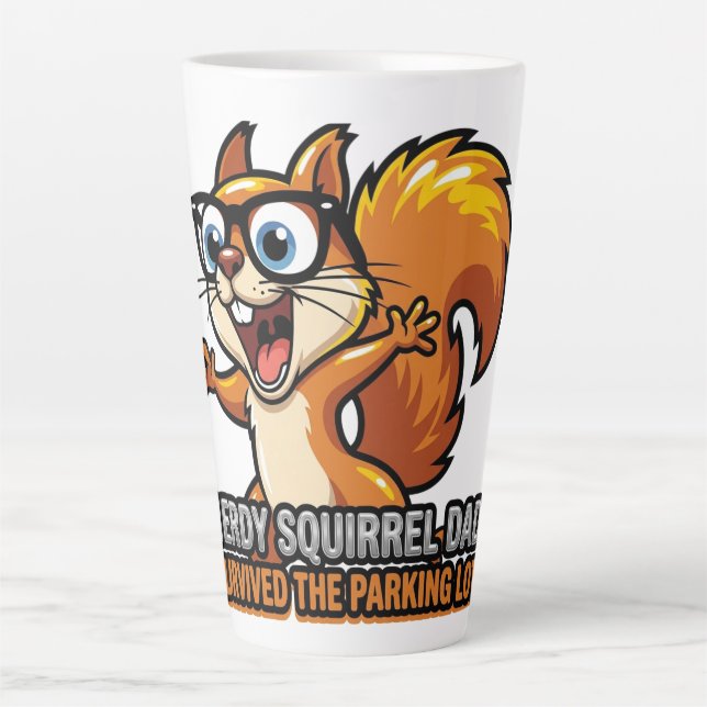 Tasse Latte Chemise de papa écureuil nerd parking (Devant)