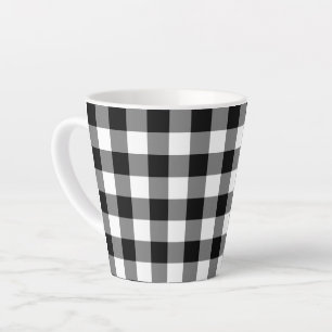 Tasse Latte Chèque de buffle noir et blanc