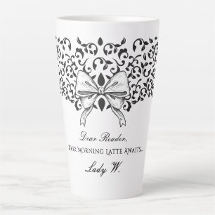 Tasse Latte Cher Lecteur Régencecore Ruban Orné Floral Script