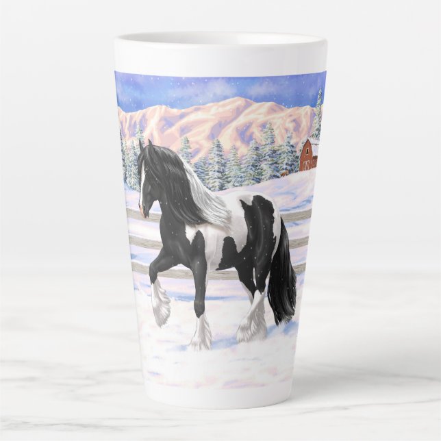 Tasse Latte Cheval d'attelage de la bandelette tzigane noire d (Devant)