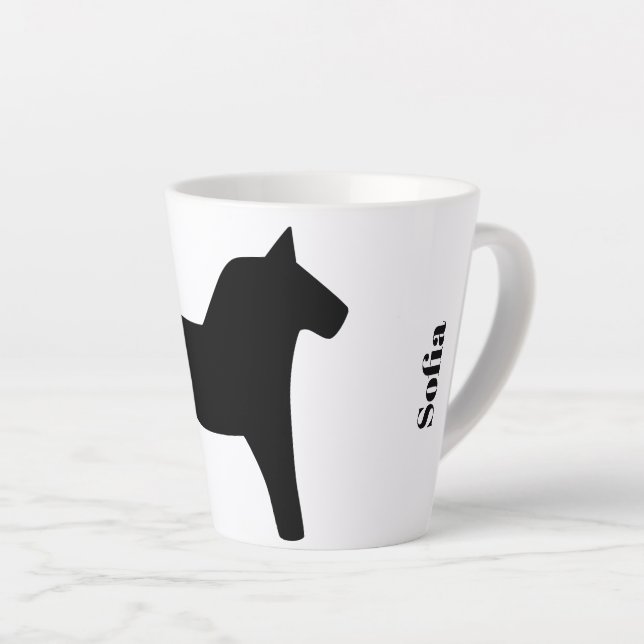 Tasse Latte Cheval de Dala suédois noir (Angle droit)
