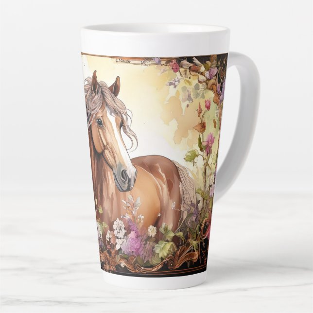Tasse Latte Cheval et Fleur sauvage (Angle droit)