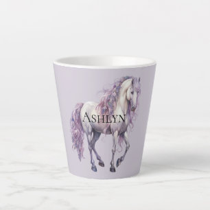 Tasse Latte Cheval floral blanc lavande
