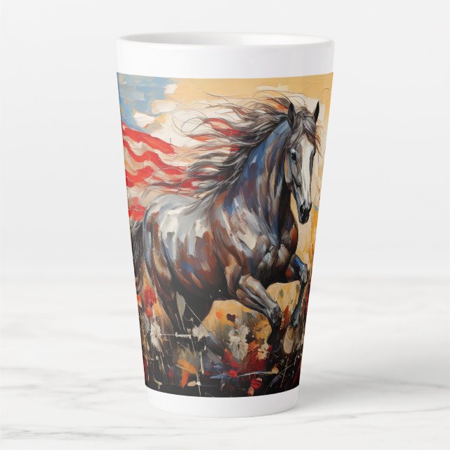 Tasse Latte Cheval patriotique (Devant)