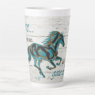 Tasse Latte Cheval Turquoise Galloping