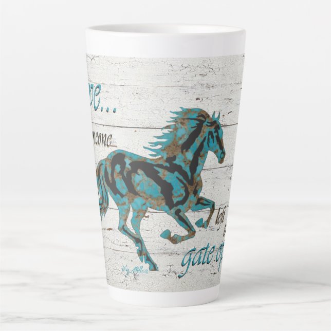 Tasse Latte Cheval Turquoise Galloping (Devant)