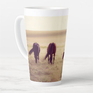 Tasse Latte Chevaux au pâturage