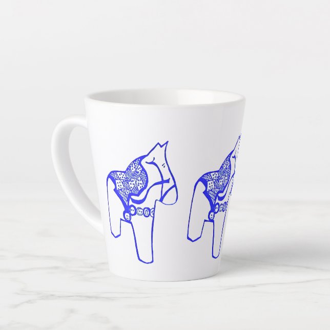 Tasse Latte Chevaux Dala Bleus par Julia (Angle gauche)