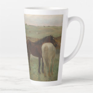 Tasse Latte Chevaux dans une prairie, Peinture à l'huile, Edga