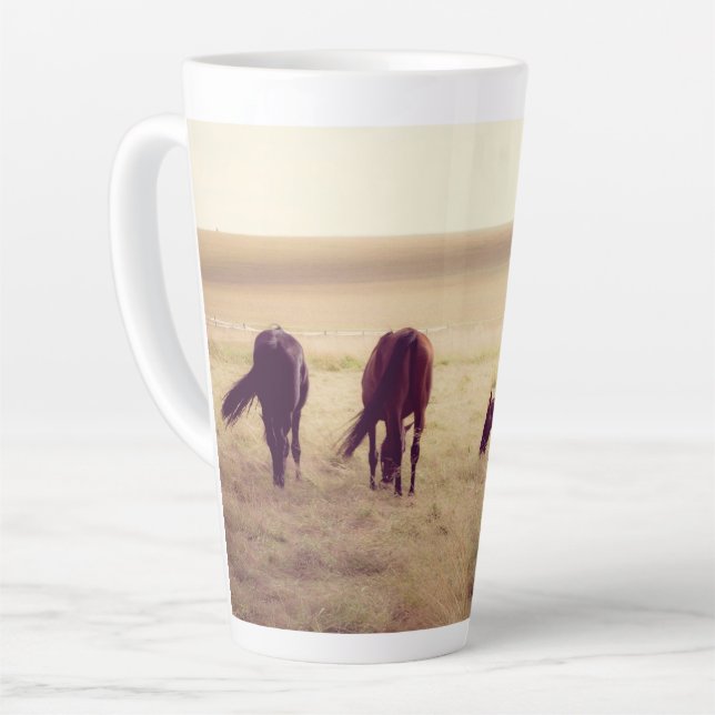 Tasse Latte Chevaux en pâture (Angle gauche)