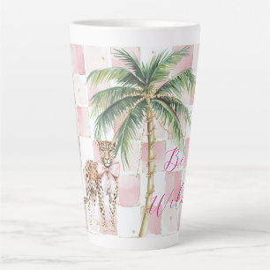 Tasse Latte Chic Carré Gold Palm Tree Leopard
