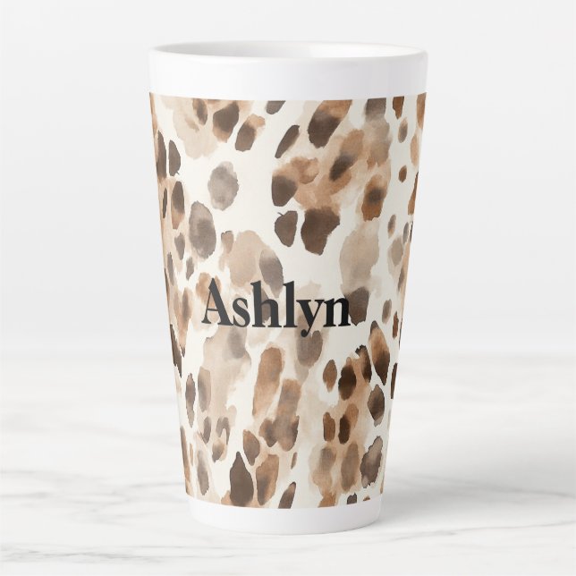 Tasse Latte Chic Cream Brown Leopard Poster de animal Annivers (Devant)
