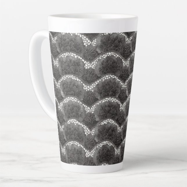 Tasse Latte Chic Floral Blanc Noir  (Angle gauche)