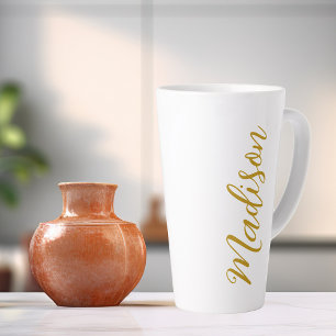 Tasse Latte Chic Gold Ajouter Votre Nom Script manuscrit Perso