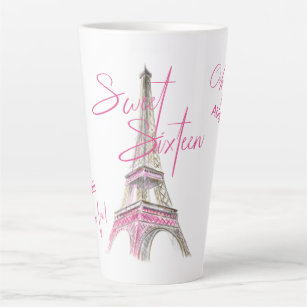 Tasse Latte Chic Paris Tour Eiffel Sweet sixteen personnalisé