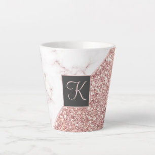Tasse Latte Chic Rose Gold Faux Parties scintillant et marbre
