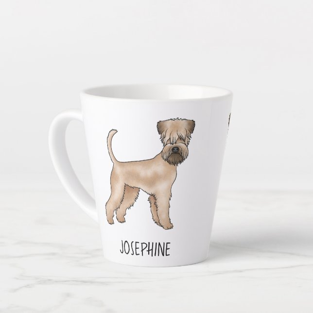 Tasse Latte Chien De Terrier Roulé Avec Un Nom Personnalisé (Angle gauche)