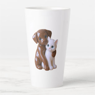 Tasse Latte Chien et chat Kawaii