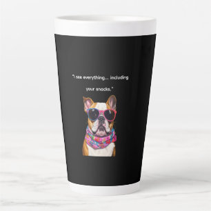 Tasse Latte Chien intelligent avec des lunettes – Citation drô