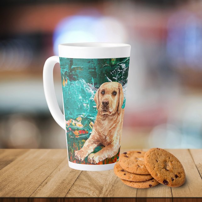Tasse Latte Chien Labrador Abstrait Artistique   (Créateur téléchargé)
