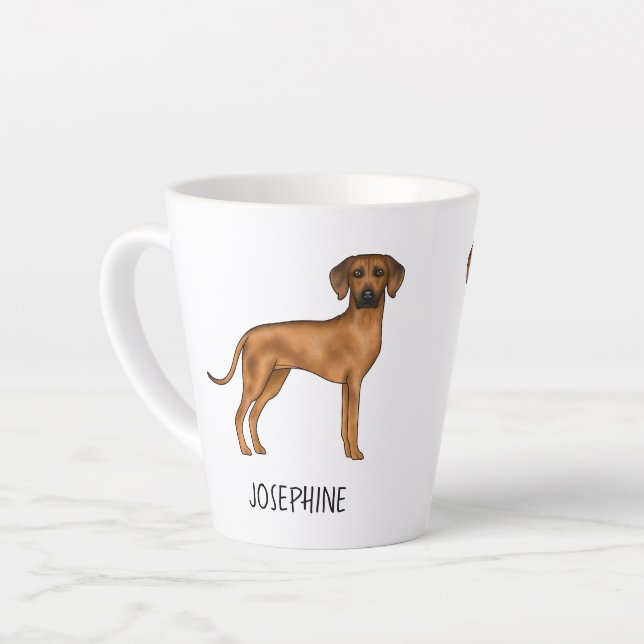 Tasse Latte Chien Lion Brun Mignon Rhodesian Ridgeback Avec No (Angle gauche)