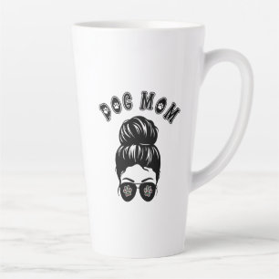 Tasse Latte Chien Maman Cool Maman Messy Bun Aviator Lunettes