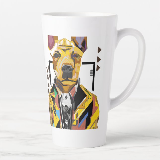 Tasse Latte Chien portant un costume : Art numérique (Droite)