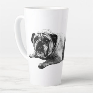 Tasse Latte Chien-taureau chaud matin