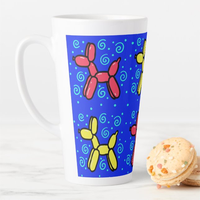 Tasse Latte Chiens de ballon avec Pois et perruques (En situation)