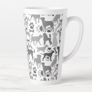 Tasse Latte Chiens et pattes motif 03.b Blancs BG