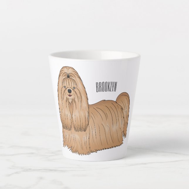 Tasse Latte Chih tzu long cheveux dessin de chien (Devant)