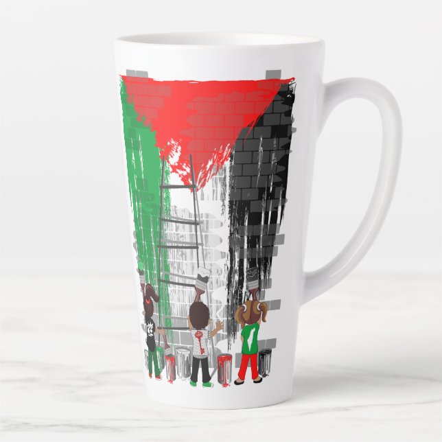 Tasse Latte Children of Gaza Painting Palestine Flag  (Droite)