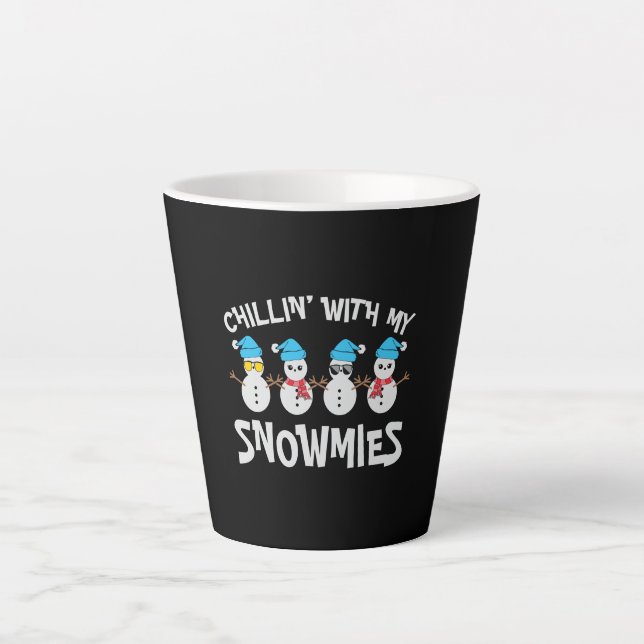 Tasse Latte Chillin’ Avec Mes Neiges - Mignonne Snowman (Devant)