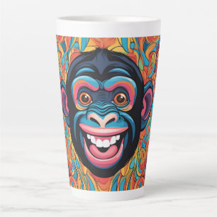 Tasse Latte Chimpanzé fou mignon