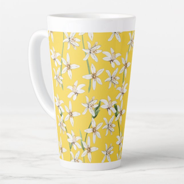 Tasse Latte Chinoiserie motif de fleurs de citron d'été (Angle gauche)